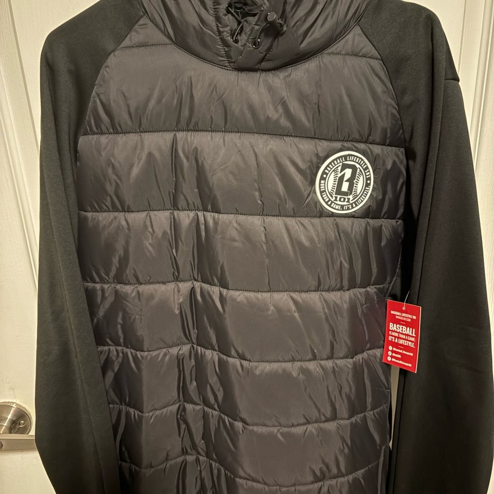 Baseball Lifestyle 101 Black Puffer Jacket, Mens, NWT
